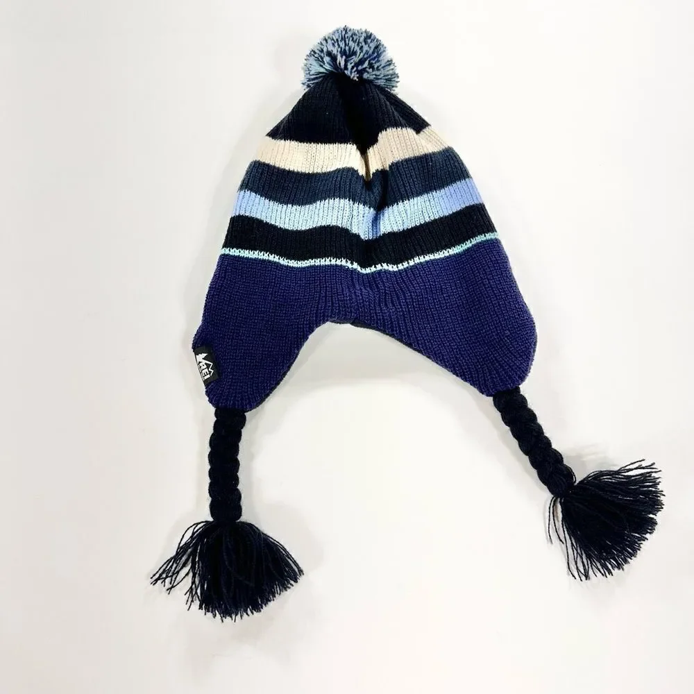 REI kids knit hat with tassels OS